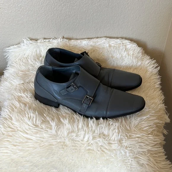 Calvin Klein Grey Cap Toe Monk  Strap Toe Shoes sz 10.5 - Picture 3 of 8